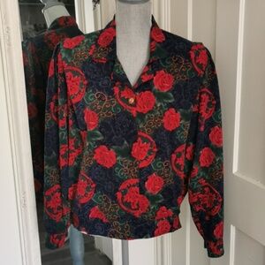 TanJay vintage floral  cottagecore grannycore long sleeve smocked pullover. M
